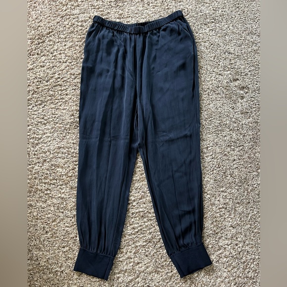Theory Navy Silk Joggers - Picture 2 of 6
